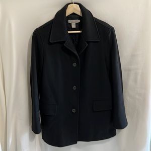 J. Crew Medium Wool Blend Jacket Long Sleeve Pea Coat Button Front Black Pockets